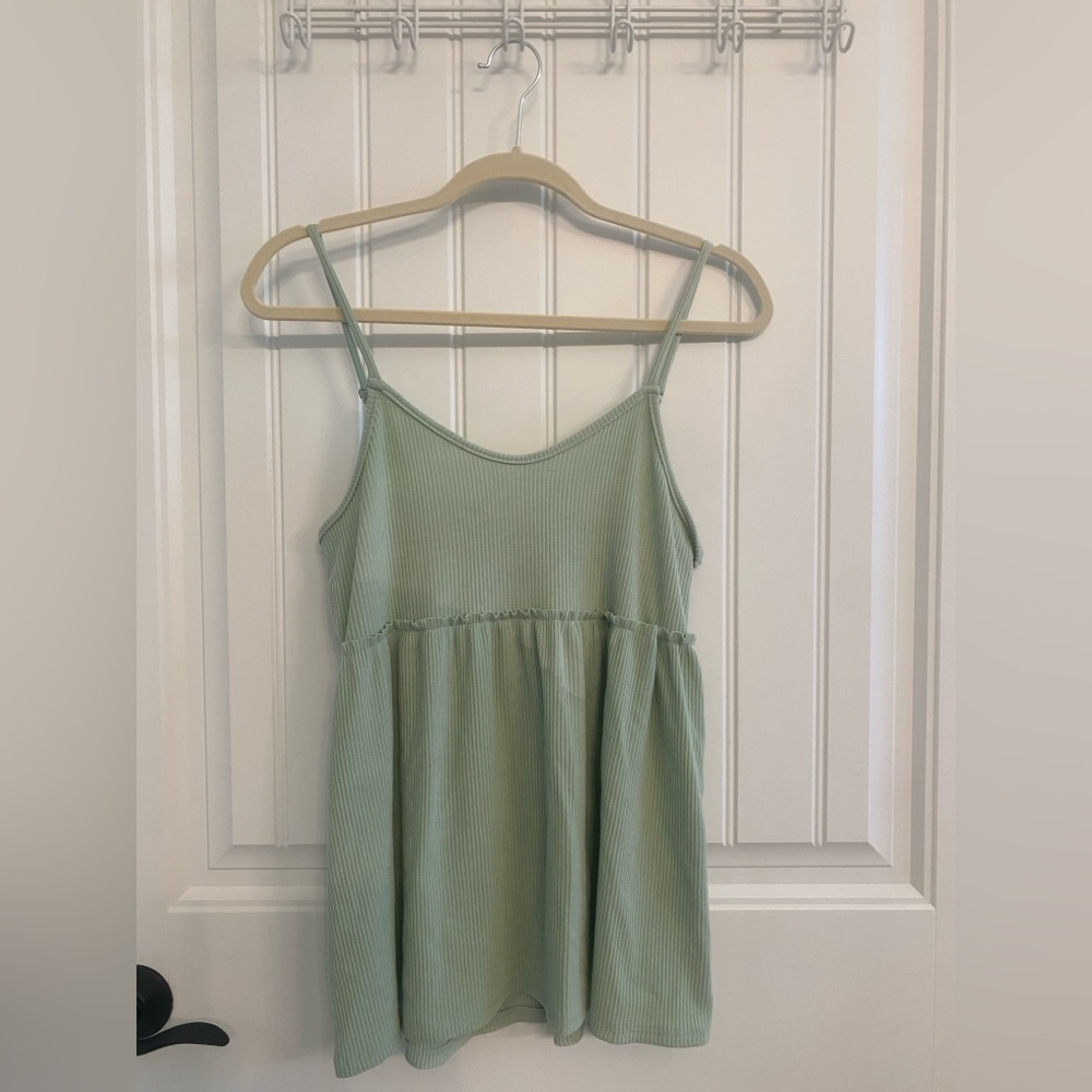 White Birch Green Smocked Camisole Top